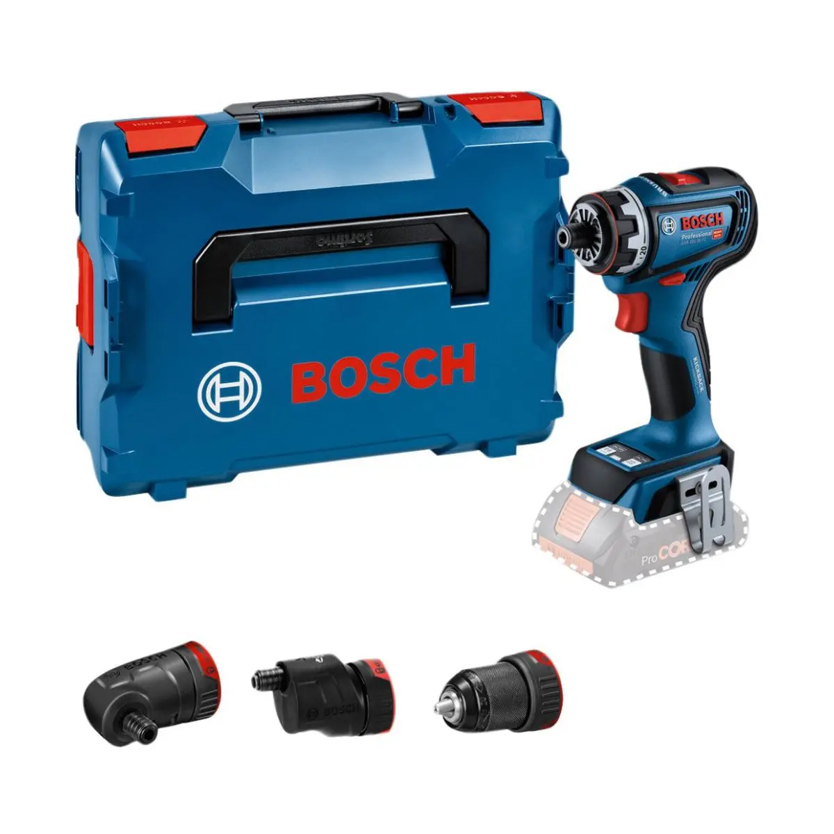 Bosch Gsr 18V-90 Fc Pro Flexiclick Drill Driver Body Only With 3 Attachments In Case 06019K6203 1