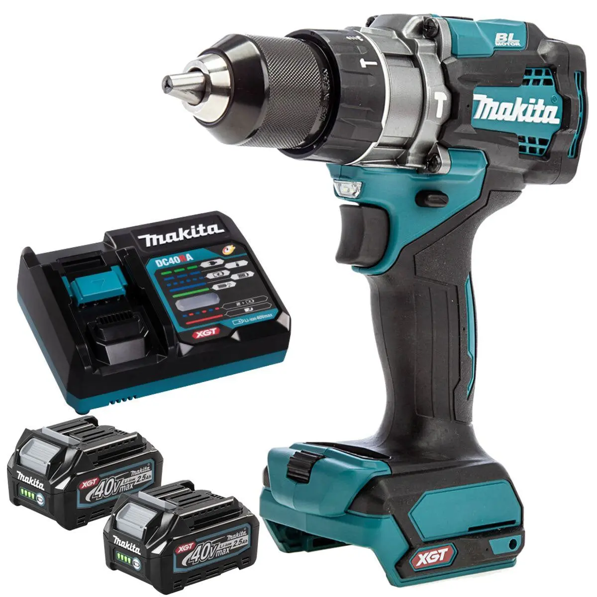 Makita Hp001gz 40V Brushless Combi Drill With 2 X 2.5Ah Battery & Charger 1