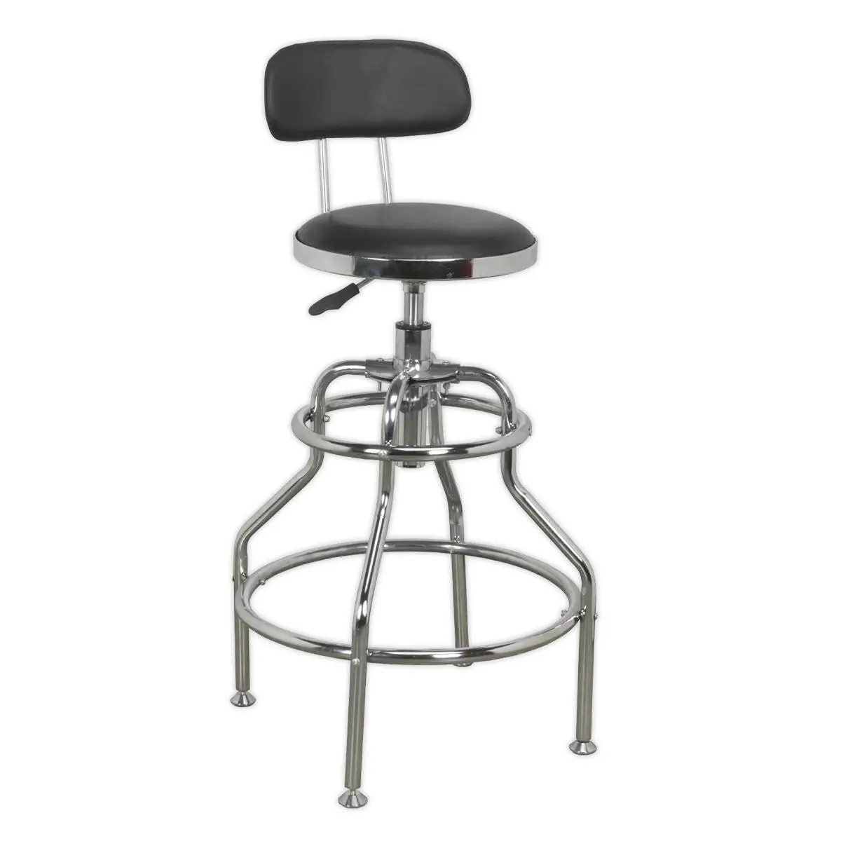 Sealey Scr14 Pneumatic Workshop Stool With Adjustable Height Swivel Seat & Back Rest 1