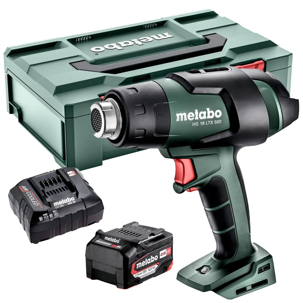 Metabo Hg 18 Ltx 500 18V Cordless Heat Gun With 1 X 5.2Ah Battery Charger & Metabox 1