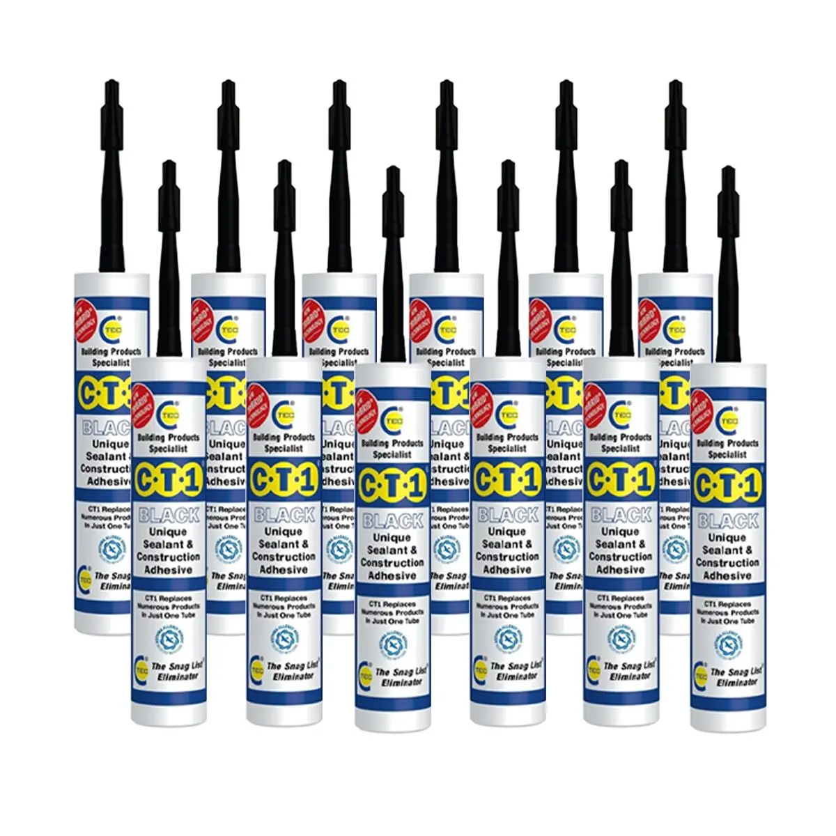 C-Tec Ct1 290Ml Unique Sealant & Construction Adhesive Black Pack Of 12 1
