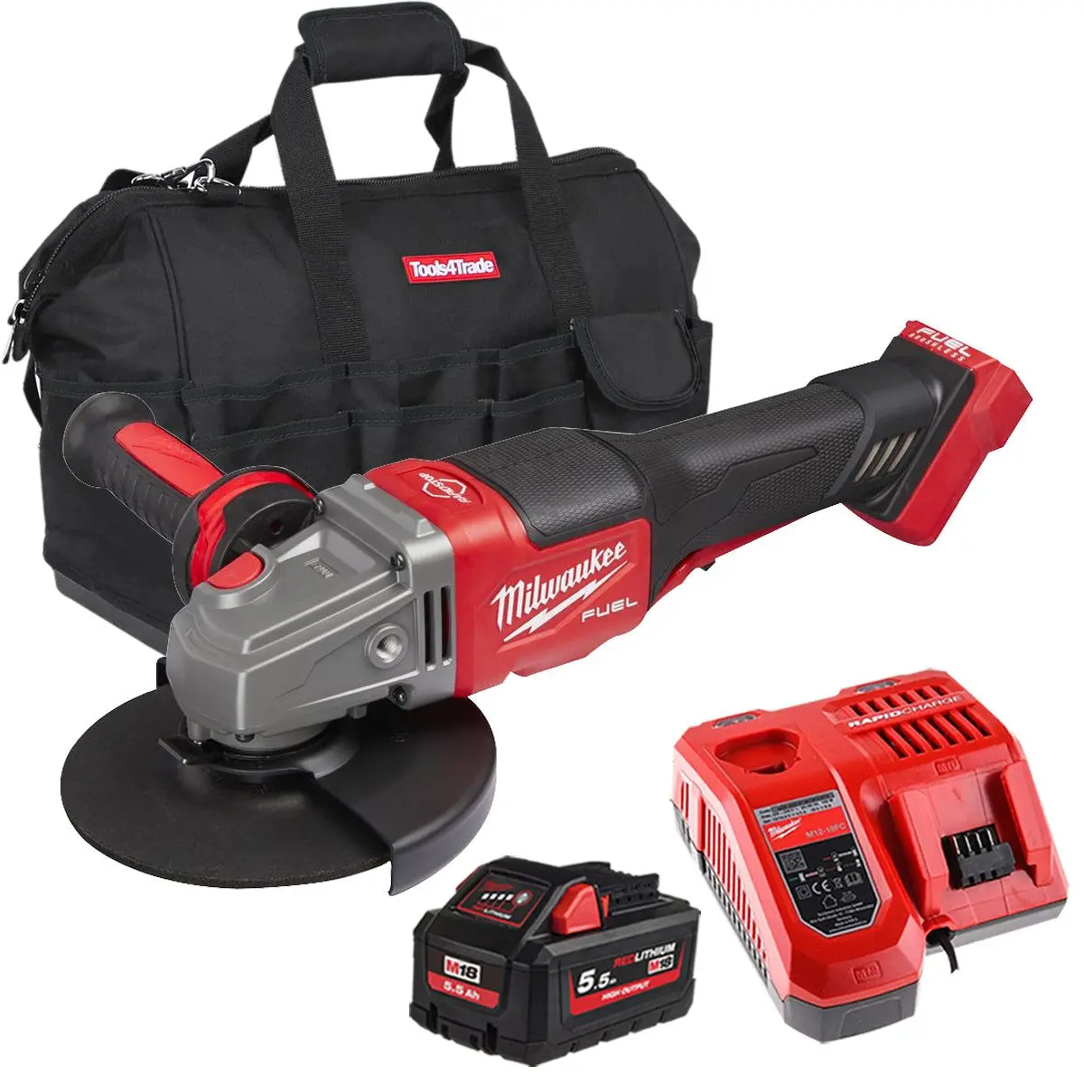 Milwaukee M18blsag125xpd-0 18V 125Mm Brushless Angle Grinder With 1 X 5.5Ah Battery Charger & Bag 1