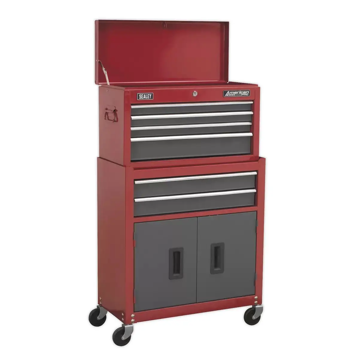 Sealey Ap2200bb 6 Drawer Topchest & Rollcab With Ball-Bearing Slides Red/Grey 1