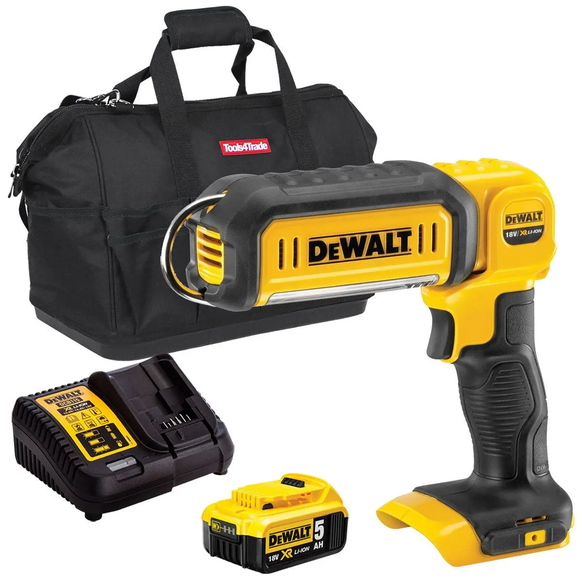 Dewalt Dcl050n 18V Handheld Led Work Light Torch With 1 X 5.0Ah Battery Charger & Bag 1