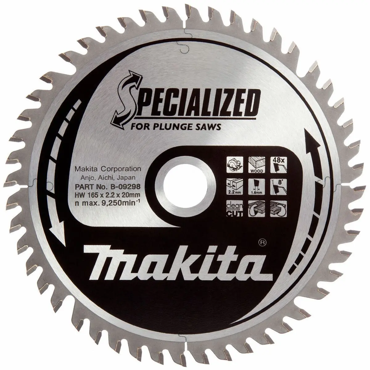 Makita 165Mm 48T Wood Specialized Plunge Saw Blade B-33015 1