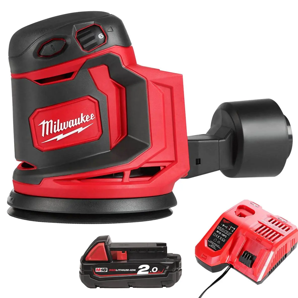 Milwaukee M18bos125-0 18V 125Mm Random Orbital Sander With 1 X 2.0Ah Battery & Charger 1