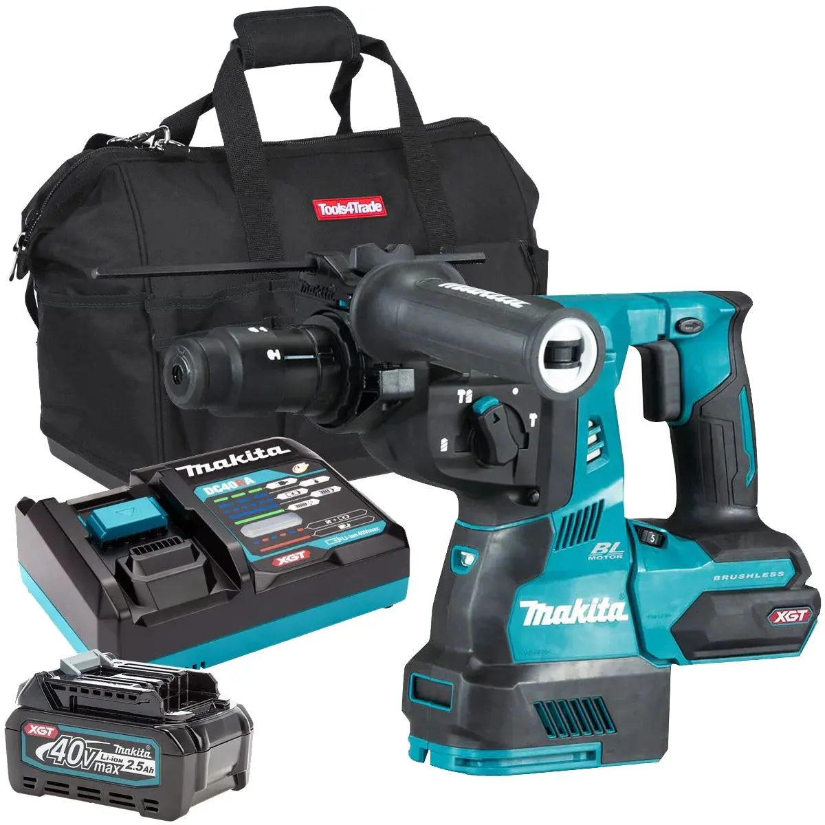 Makita Hr004gz 40V Max Xgt Brushless Sds+ Rotary Hammer Drill With 1 X 2.5Ah Battery, Charger & Bag 1