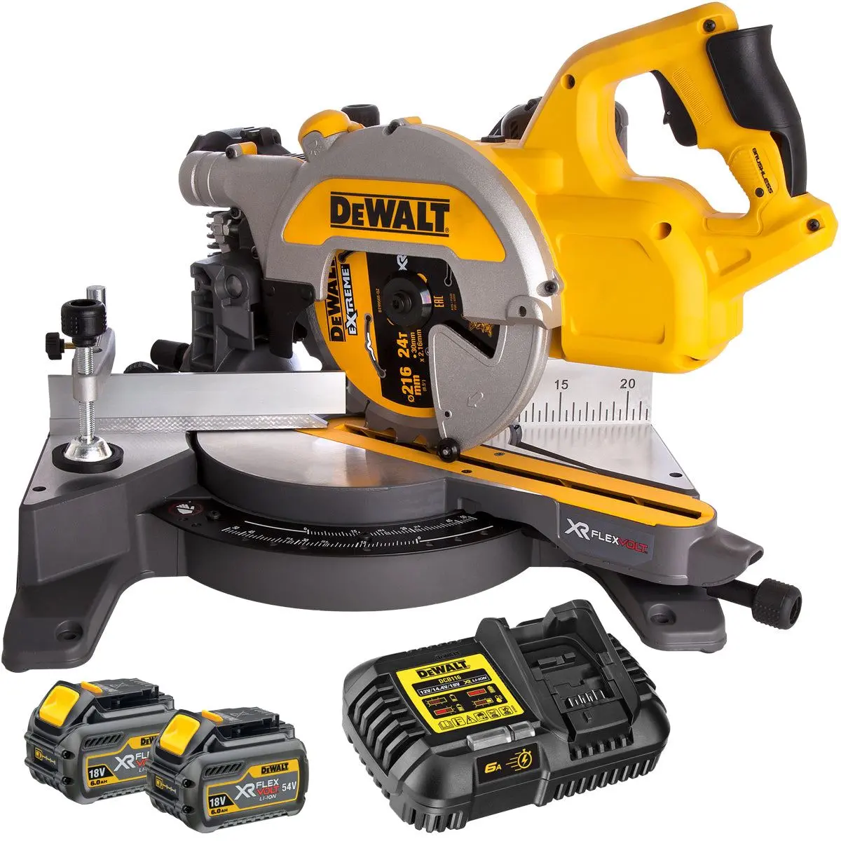 Dewalt Dcs777t2 54V Flexvolt Brushless 216Mm Mitre Saw With 2 X 6.0Ah Batteries & Charger 1