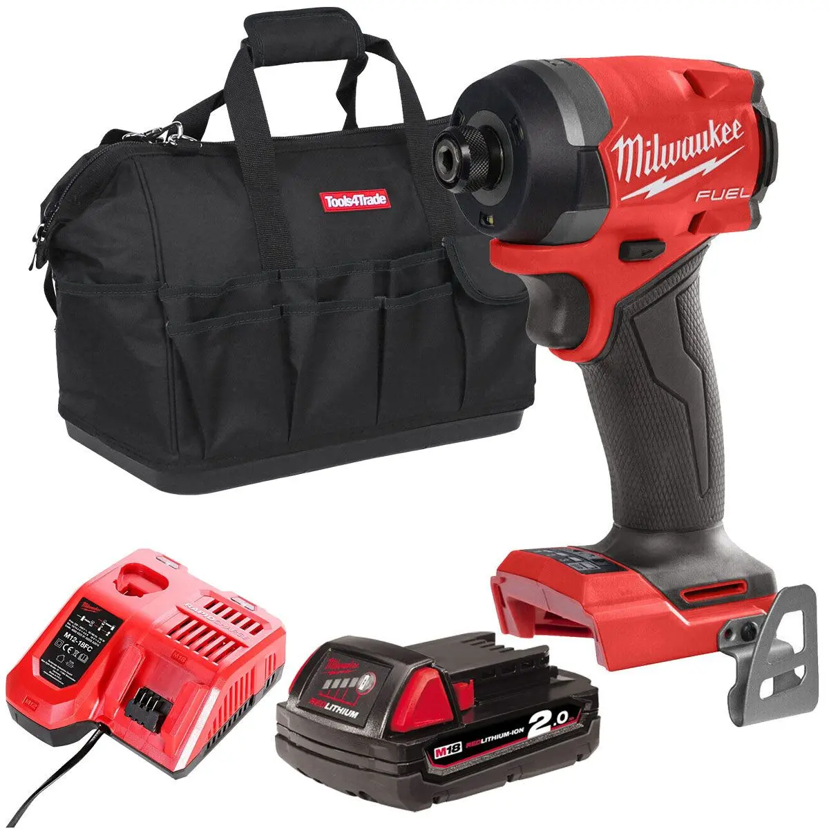 Milwaukee M18fid3-0 18V Fuel Brushless 1/4" Impact Driver With 1 X 2.0Ah Battery Charger & Bag 1