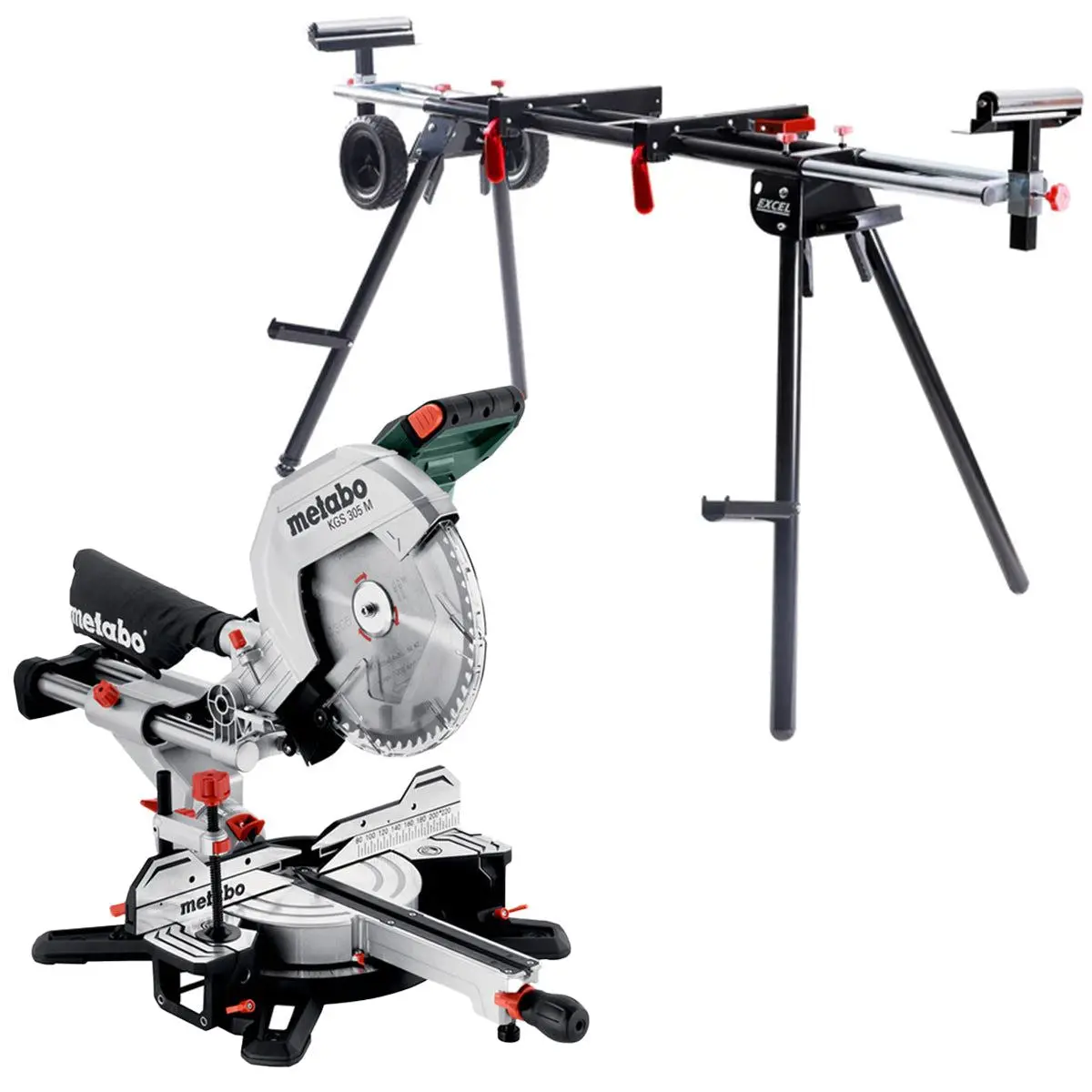Metabo Kgs 305 M 305Mm Double Bevel Sliding Compound Mitre Saw 240V/1600W With Universal Wheel Stand 1