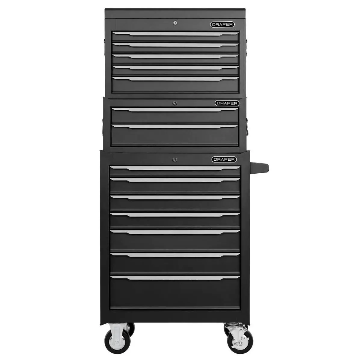 Draper Combo-14Dr-Blk Combined Roller Cabinet Mid Tool Chest And Tool Chest 14 Drawers 26" 29455 2