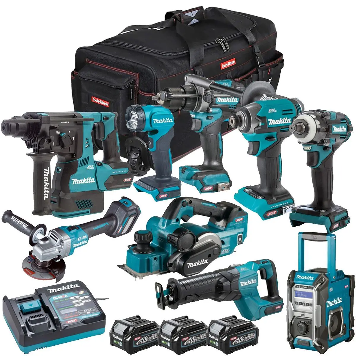 Makita 40V Xgt 9 Piece Brushless Power Tool Kit With 3 X 2.5Ah Battery T4tkit-16045 1