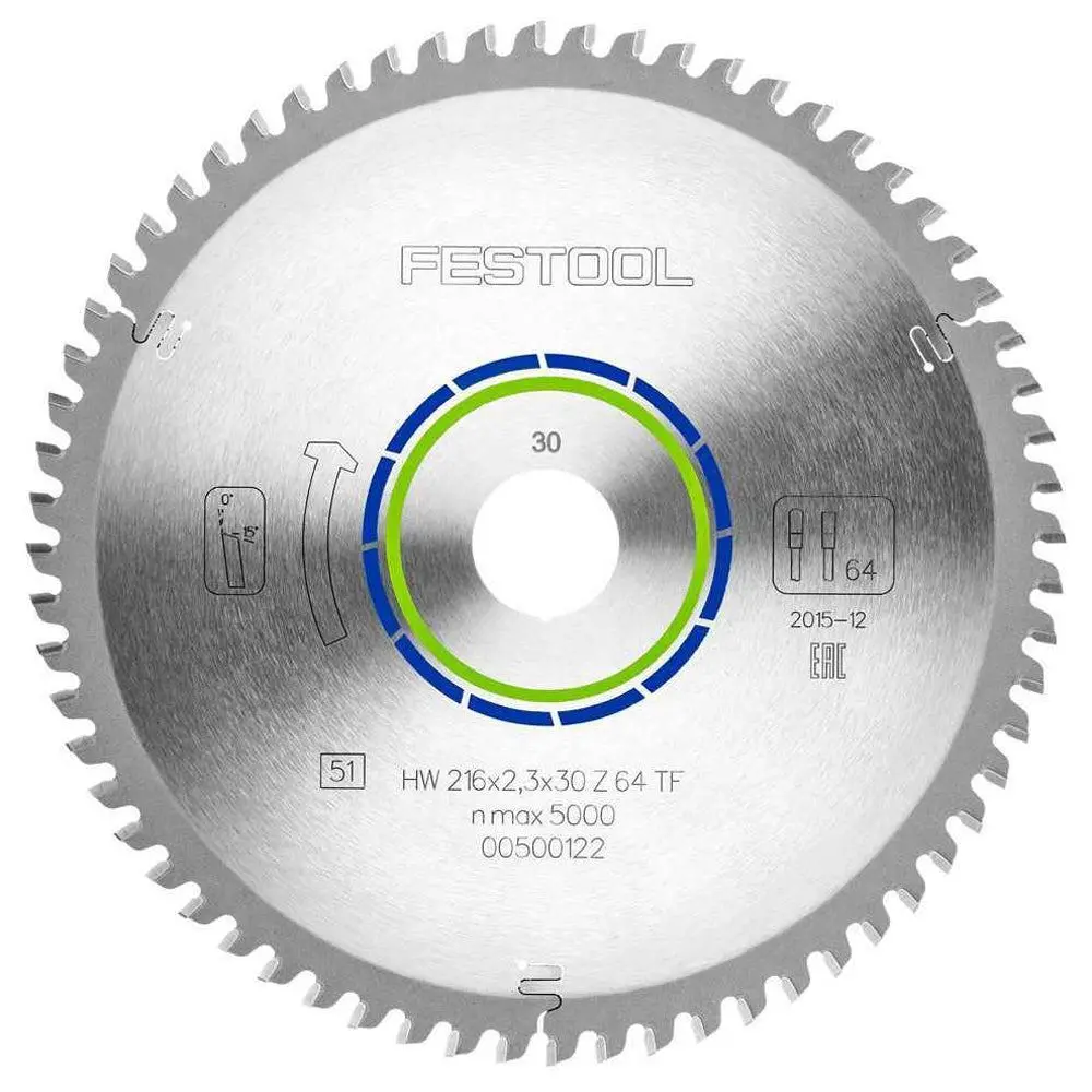 Festool 216Mm X 2.3Mm X 30Mm 64T Aluminium Plastic Saw Blade - 500122 1