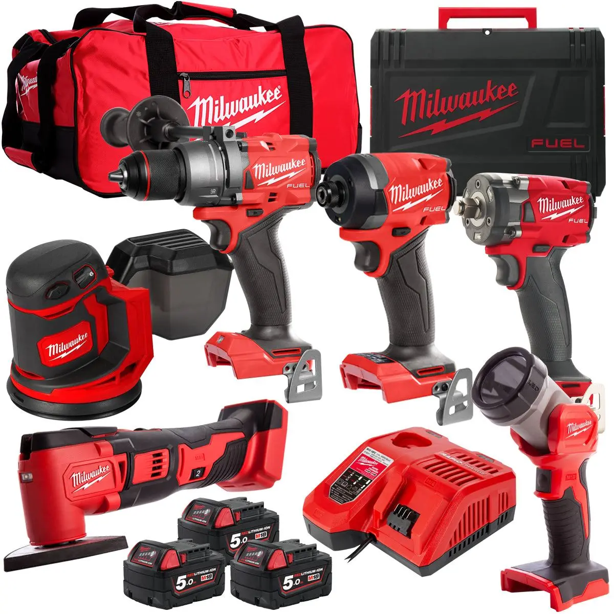 Milwaukee 18V 6 Piece Power Tool Kit With 3 X 5.0Ah Batteries T4tkitm-111 1