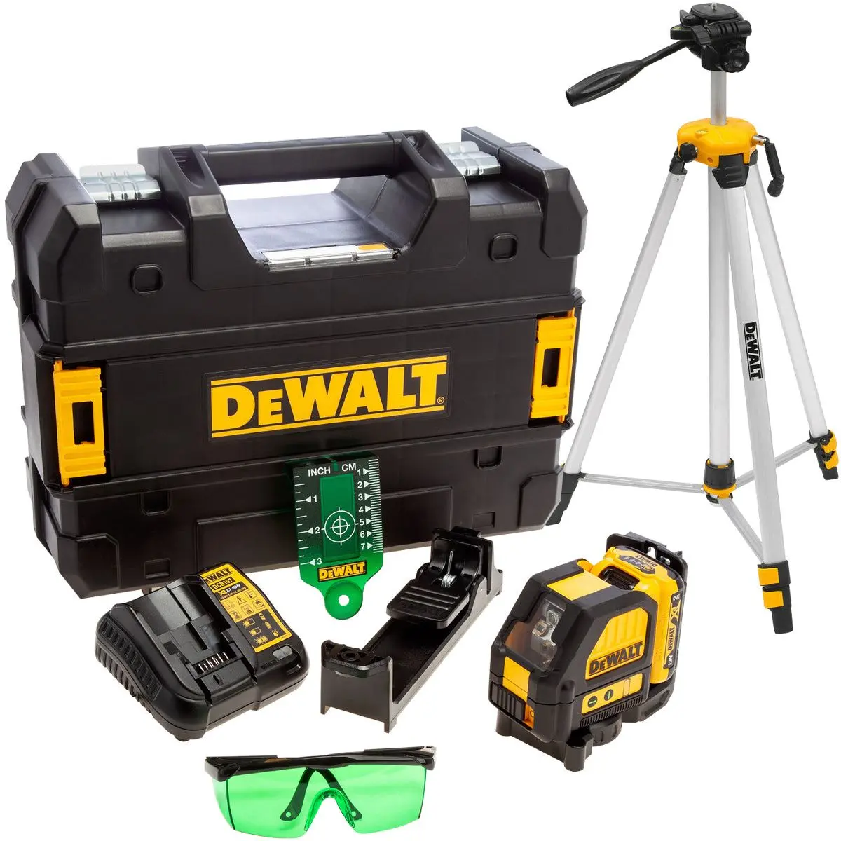 Dewalt Dce088d1g 12V Self-Levelling Green Cross Line Laser & 2.0Ah Battery Charger With Extendable Tripod 1