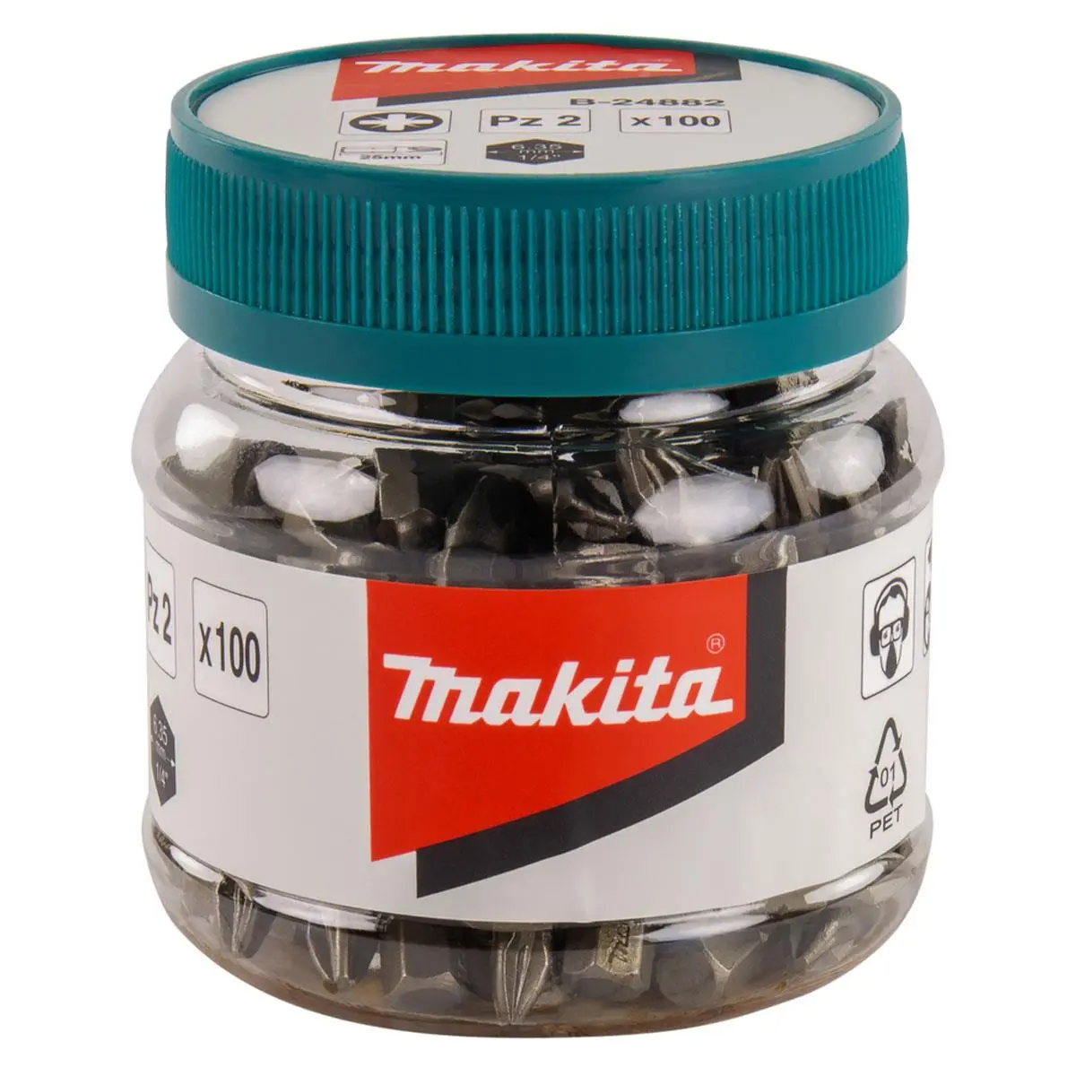 Makita B-24882 25Mm Pz2 Screw Bit In Jar 100 Piece 1