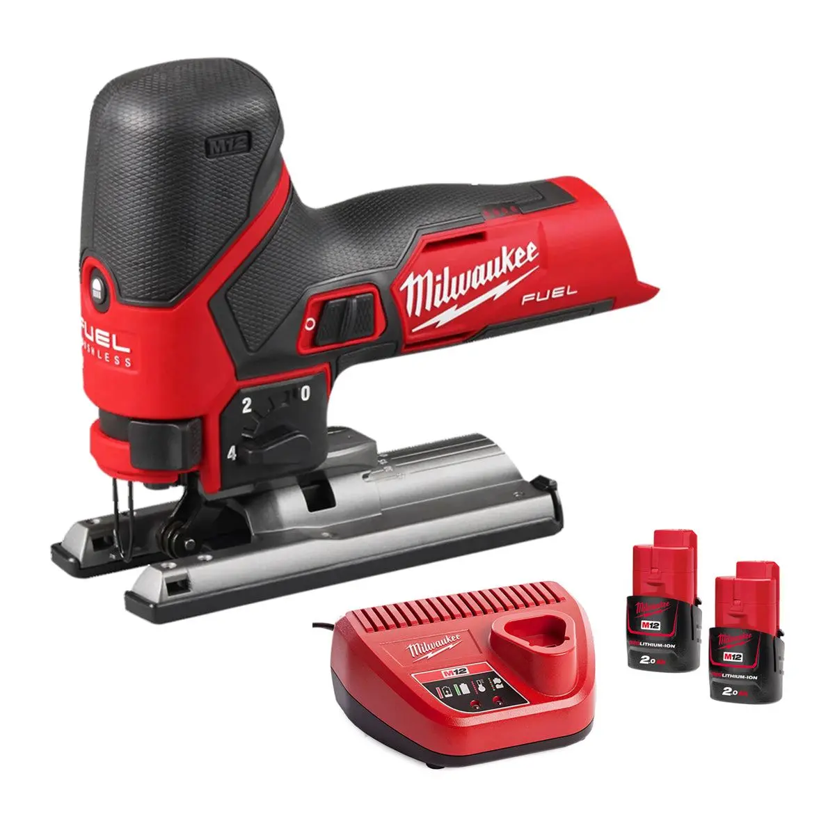Milwaukee M12fjs-0 12V Fuel Brushless Bodygrip Jigsaw With 2 X 2.0Ah Battery & Charger 1