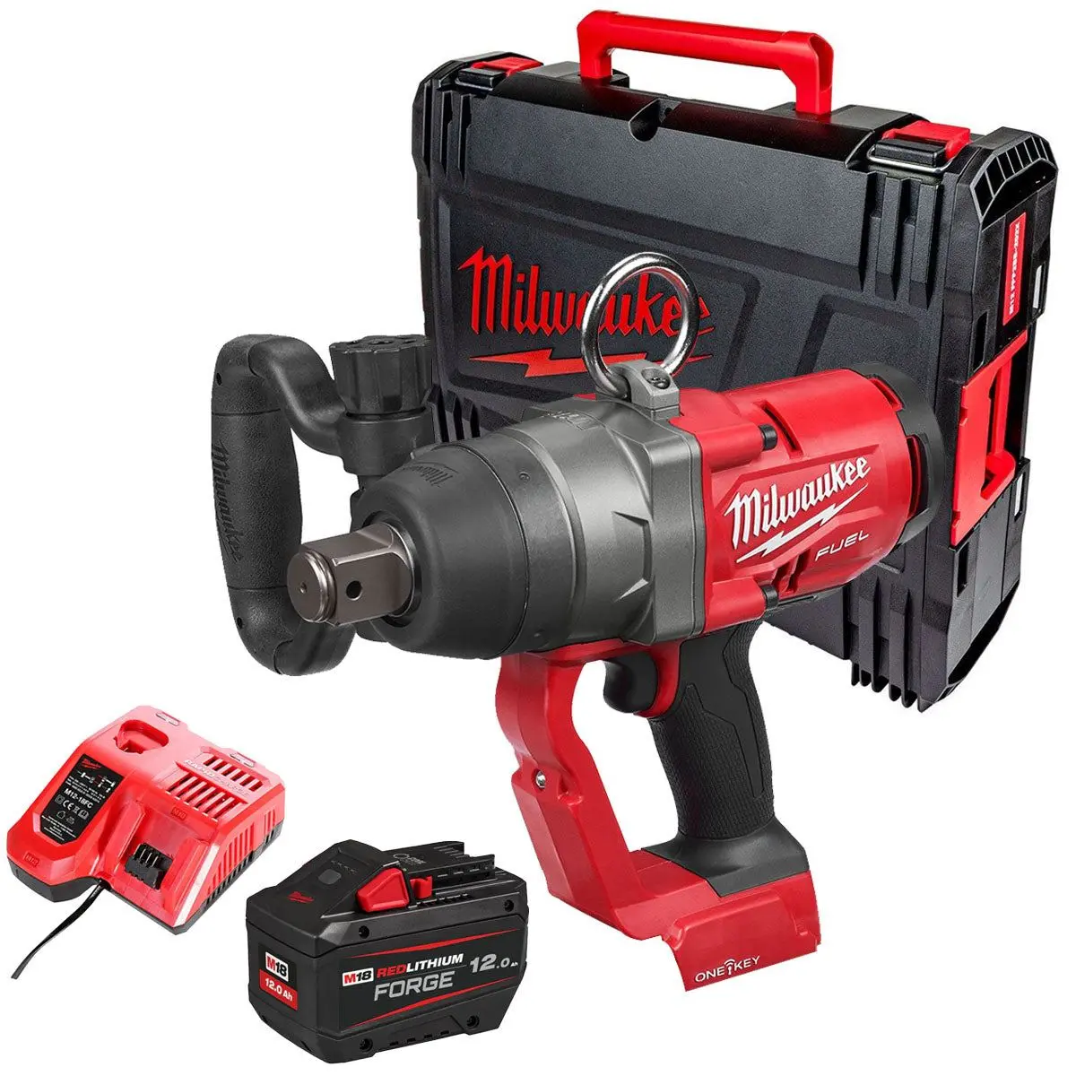 Milwaukee M18onefhiwf1-0X 18V Fuel One-Key 1" Impact Wrench With 1 X 12.0Ah Battery Charger & Case 1
