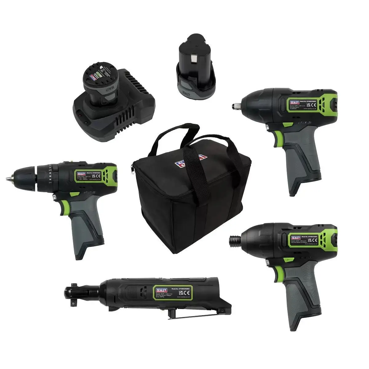 Sealey Cp108vcombo2 4 X 10.8V Cordless Combo Kit 2 Batteries With Charger 1