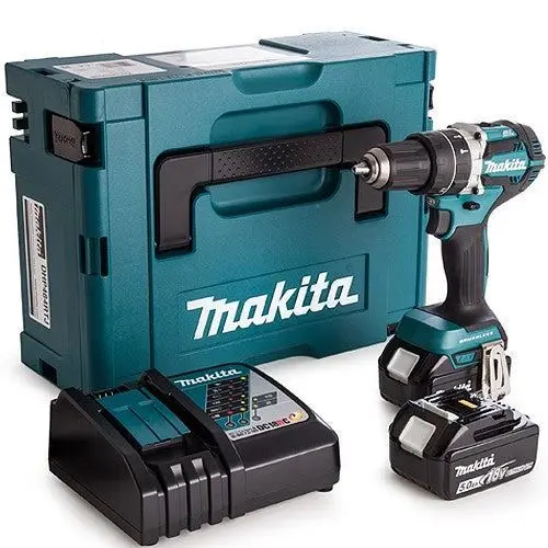 Makita Dhp484rtj 18V Brushless Combi Drill With 2 X 5.0Ah Batteries Charger 1