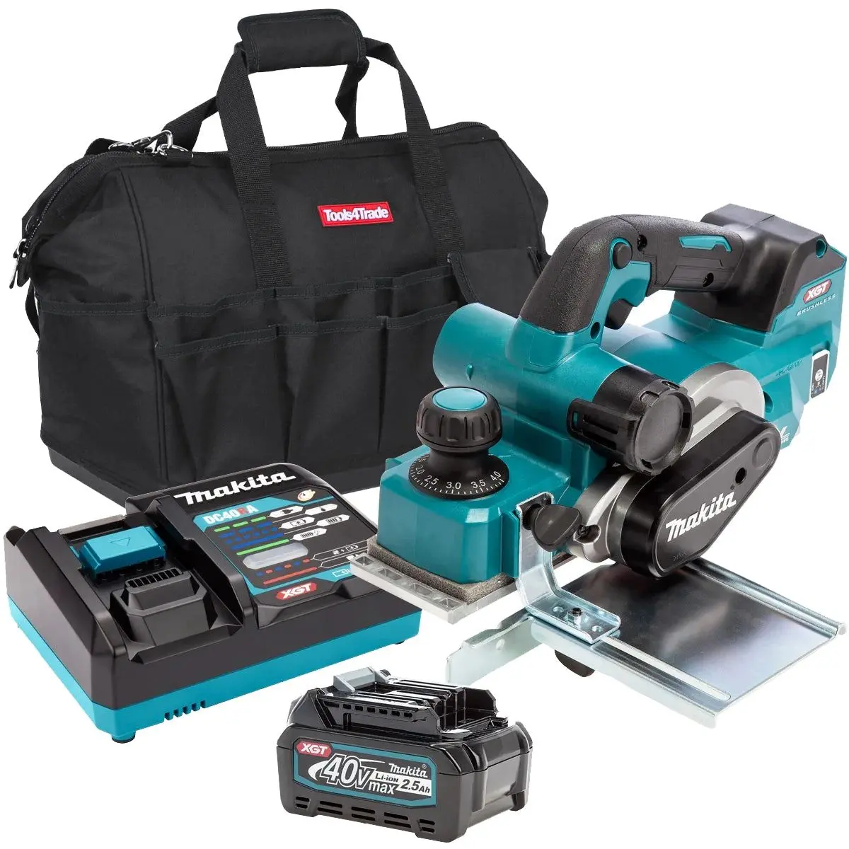 Makita Kp001gz 40V 82Mm Brushless Planer With 1 X 2.5Ah Battery, Charger & Bag 1