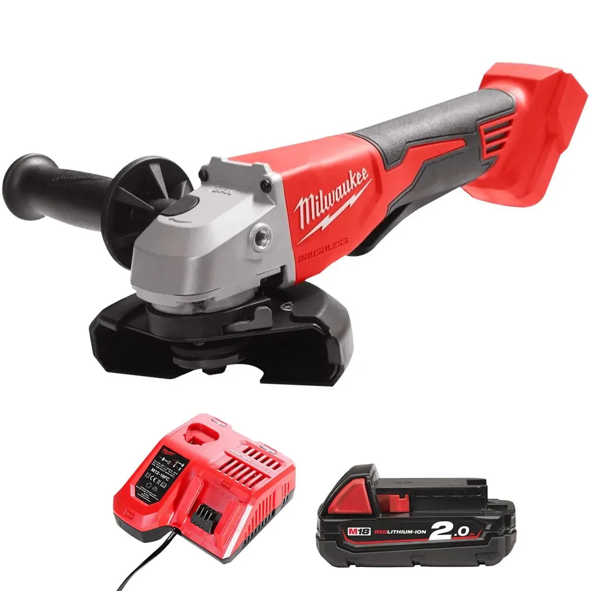 Milwaukee M18blsag125xpd-0 18V 125Mm Brushless Angle Grinder With 1 X 2.0Ah Battery & Charger 1