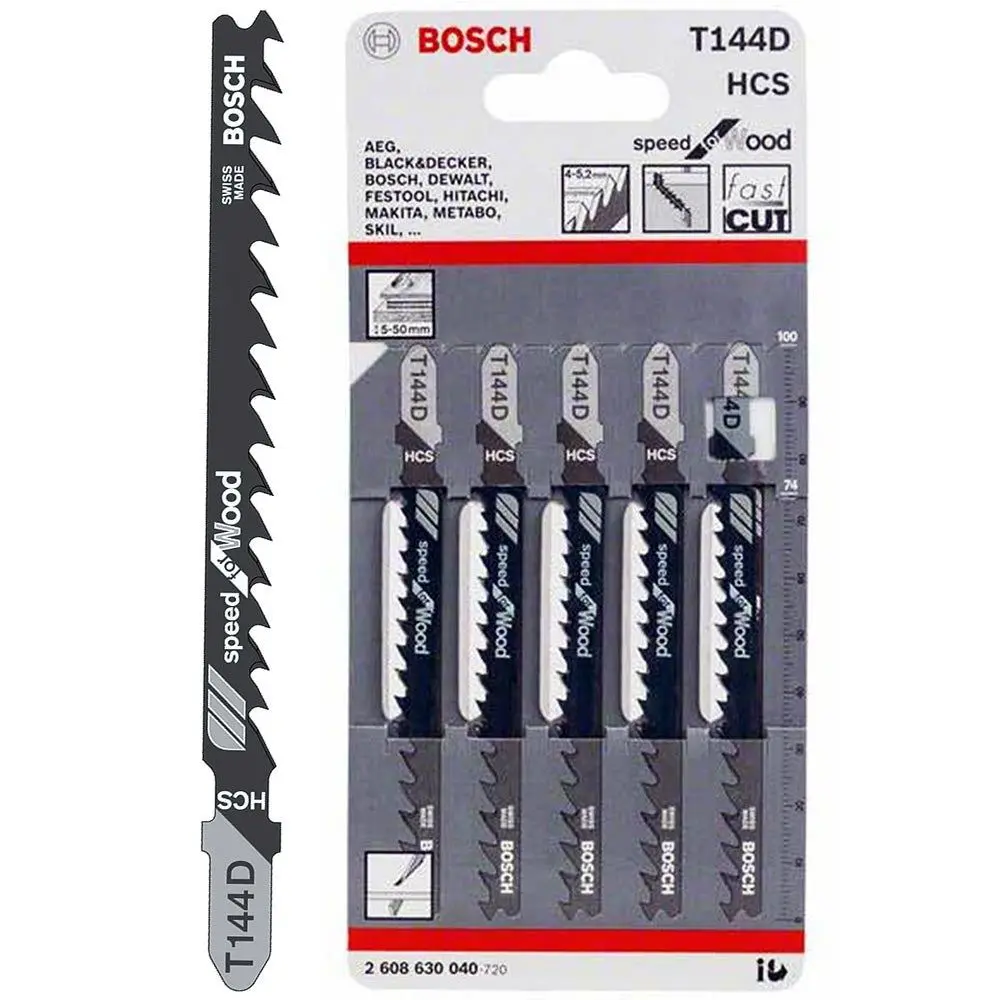 Bosch T144d Wood Jigsaw Blade Pack Of 5 - 2608630040 1
