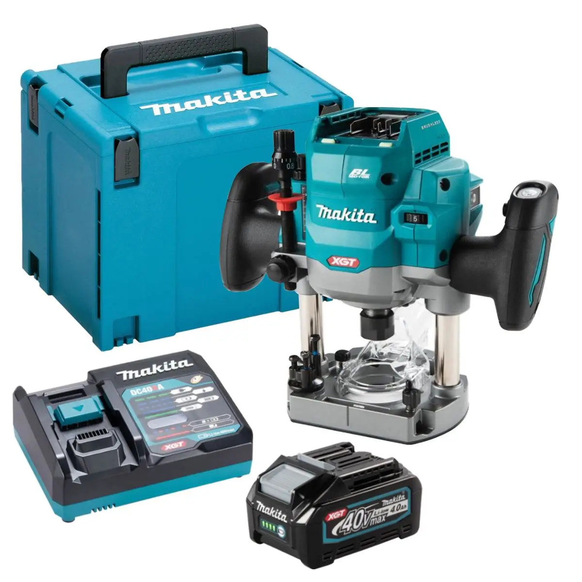 Makita Rp001gz02 40V Xgt Brushless 1/2" Router With 1 X 4.0Ah Battery Charger & Case 1