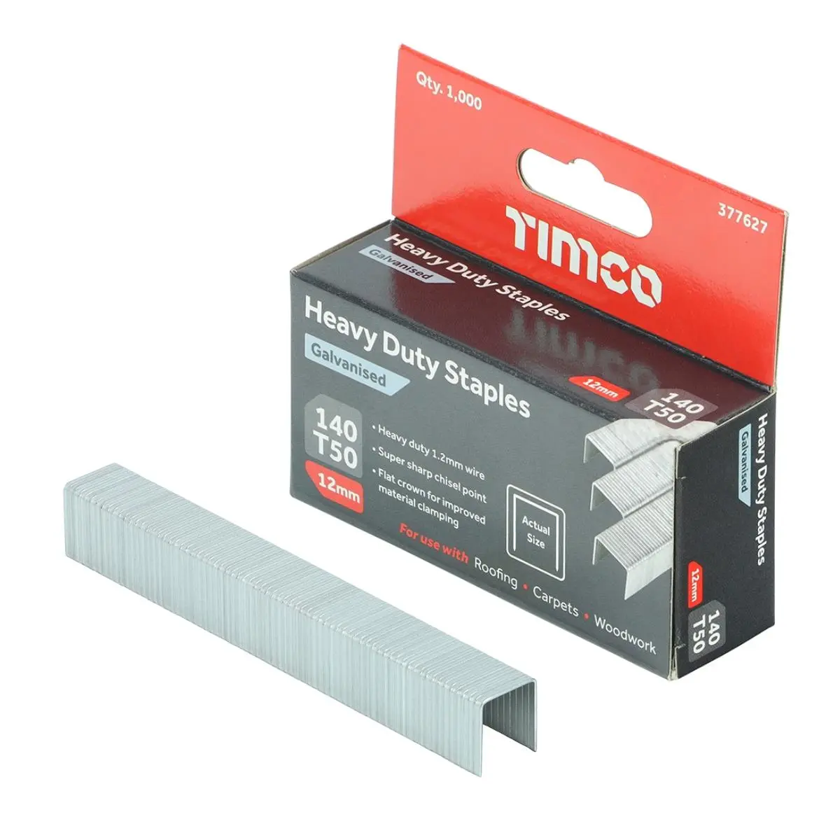 Firmahold 12Mm Heavy Duty Chisel Point Galvanised Staples Pack Of 1000 - 377627 1