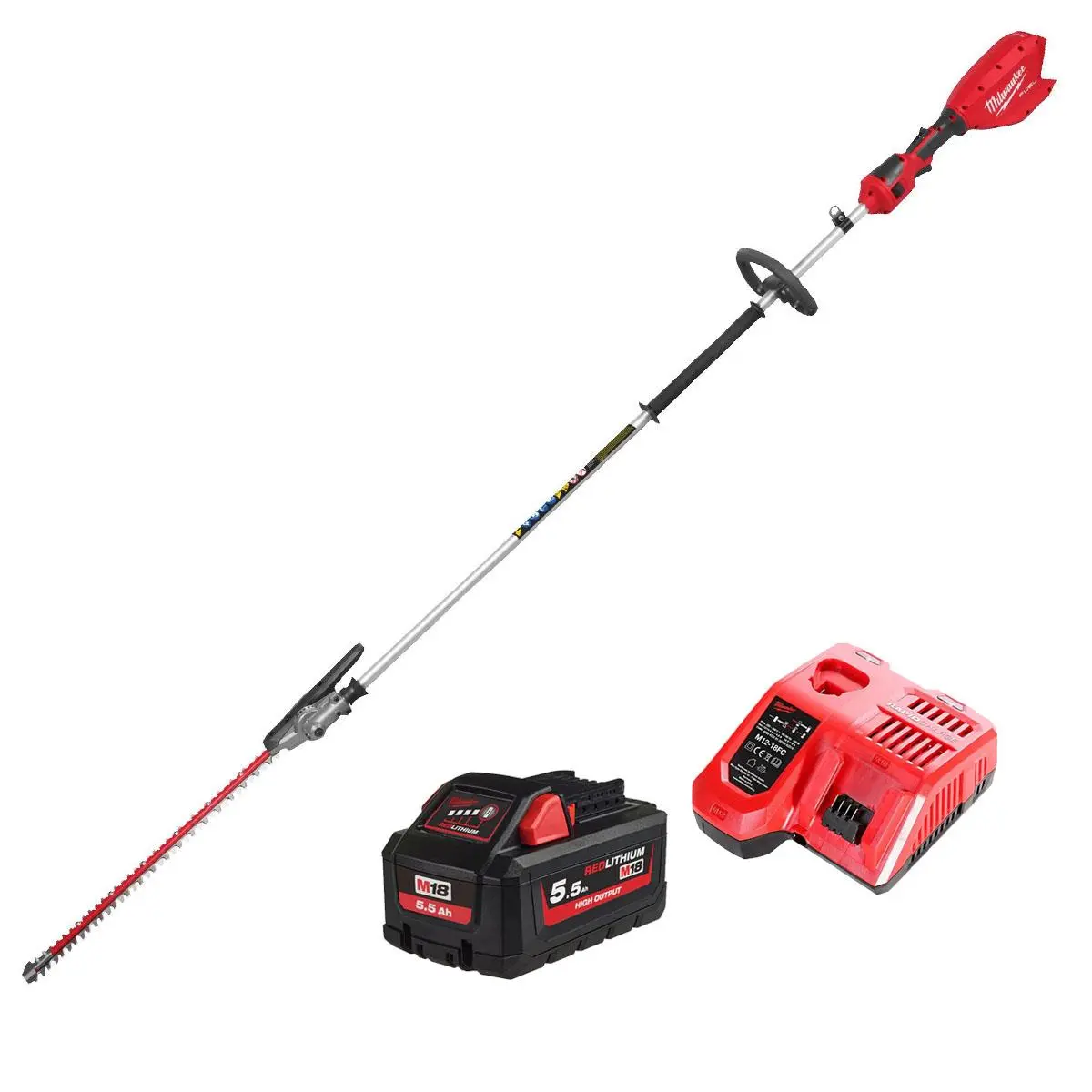 Milwaukee M18fhete27-0 M18 18V Brushless Pole Hedge Trimmer With 1 X 5.5Ah Battery & Charger 1