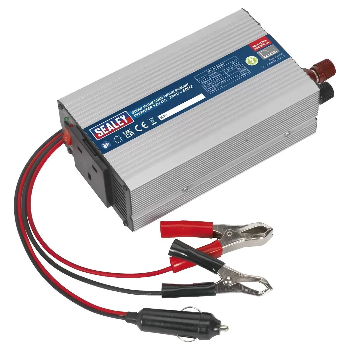 Sealey Psi300 Power Inverter Pure Sine Wave 12V/230V 1