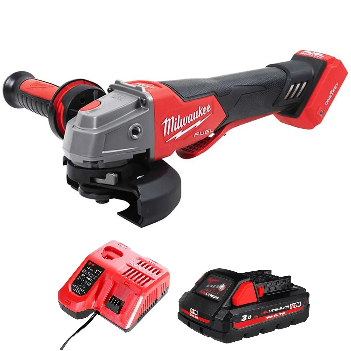 Milwaukee M18onefsag115xpdb-0 18V Fuel One-Key Brushless 115Mm Angle Grinder With 1 X 3.0Ah Battery & Charger 1