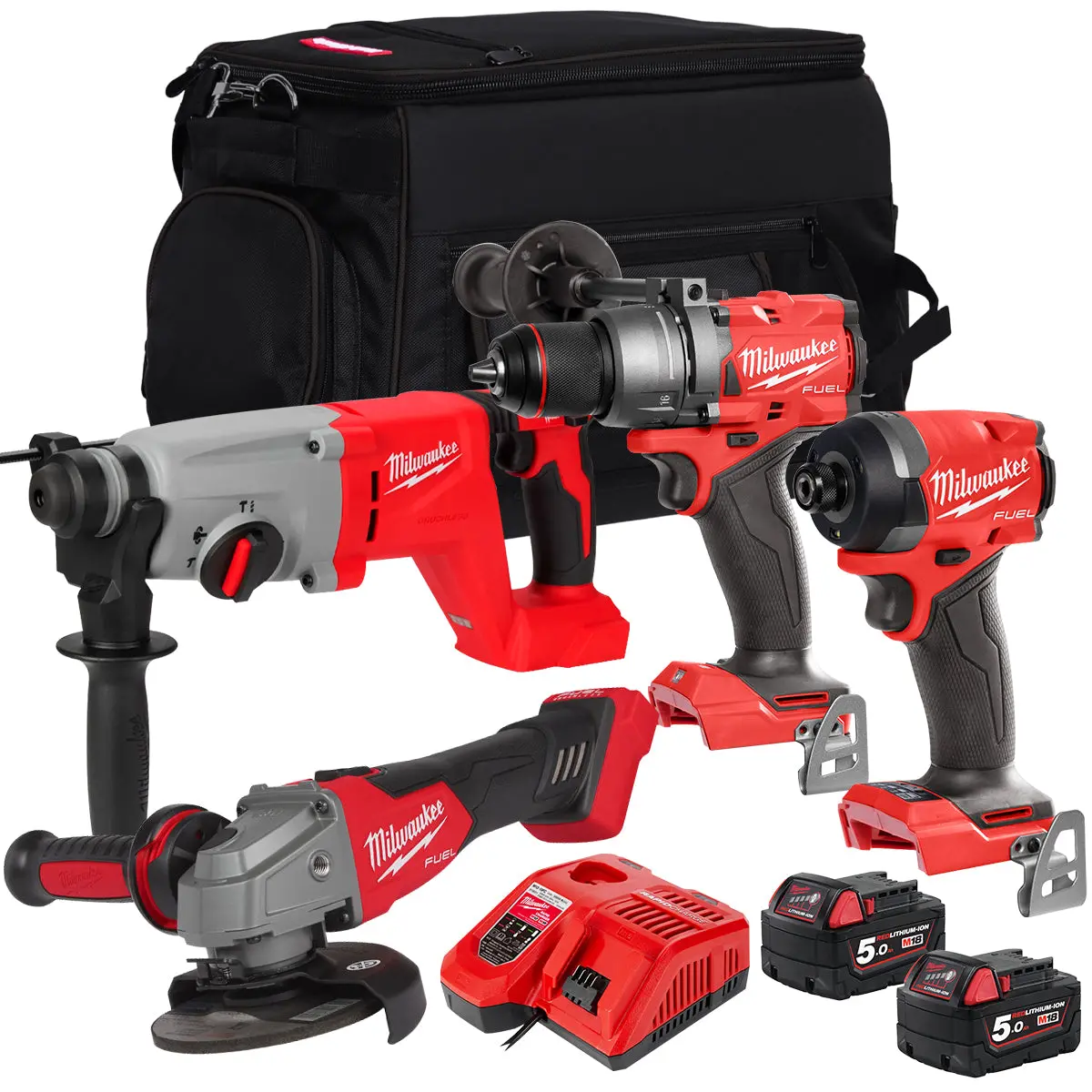 Milwaukee 18V 4 Piece Combo Kit With 2 X 5.0Ah Battery & Charger T4tkit-32234 1