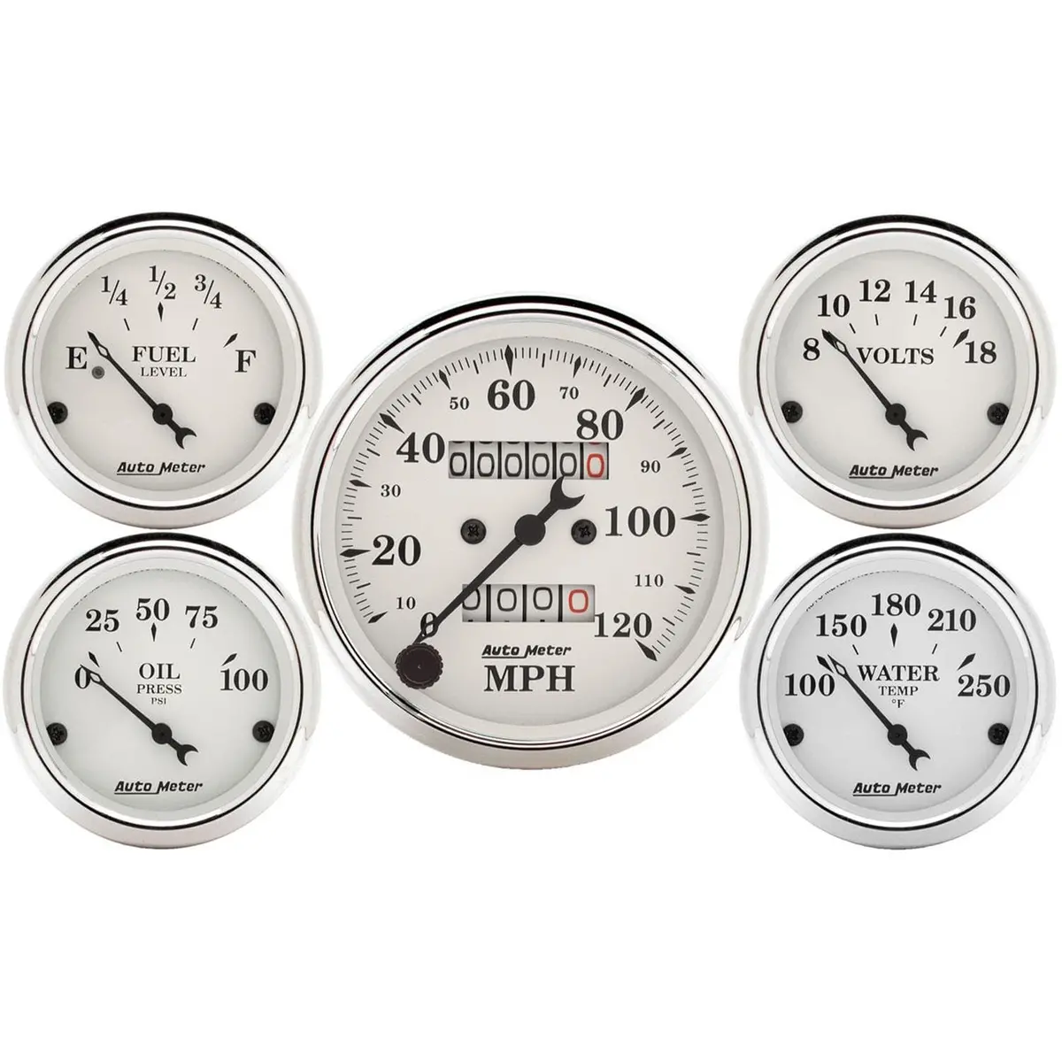 Autometer 1601 Old Tyme White Analog Gauge Kit 1