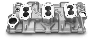 Edelbrock Three-Carburetor Intake Manifold - Aluminum, Fits Small-Block Chevy 1